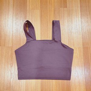 Barre 3 Women's Size L Purple Square Neckline Crop Built In Bra Top EUC
